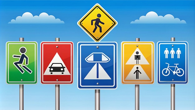 Photo comprehensive traffic signs illustration for road safety education