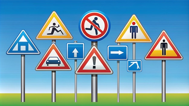 Photo comprehensive traffic signs illustration for road safety education