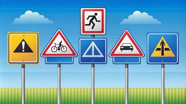 Photo comprehensive traffic signs illustration for road safety education