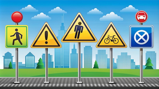 Photo comprehensive traffic signs illustration for road safety education