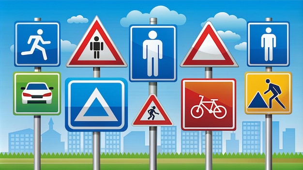 Photo comprehensive traffic signs illustration for road safety education