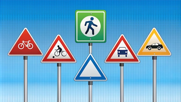 Photo comprehensive traffic signs illustration for road safety education