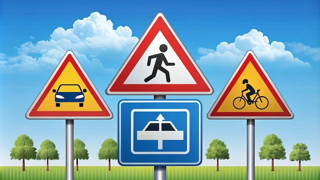 Photo comprehensive traffic signs illustration for road safety education