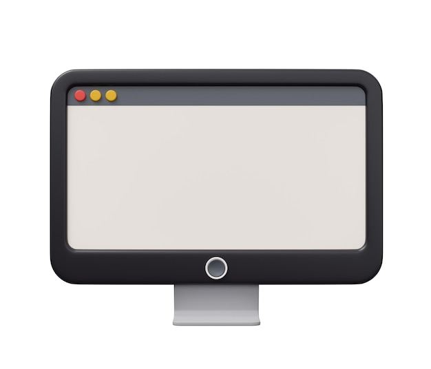 Computer blank screen 3d icon 3d render cartoon minimal icon illustration