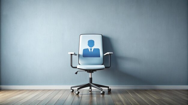 Photo a computer chair with a man on the back of it