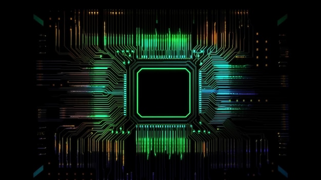 Computer chip with processor background created with generative ai technology high quality illustrat