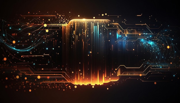 A computer circuit with a glowing background