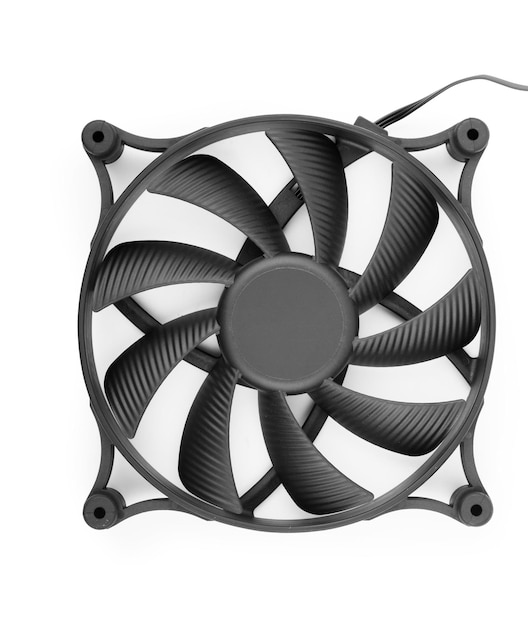 Computer cooler fan on white background