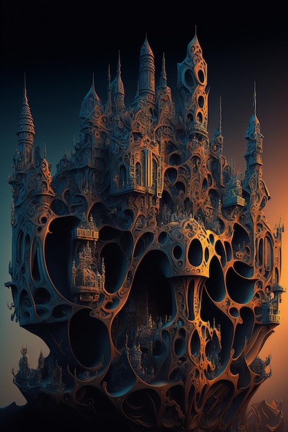 Computer generated image of a castle in the sky generative ai