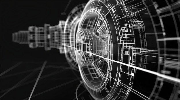 Photo a computer generated image of a circuit board with a circle of the word technology