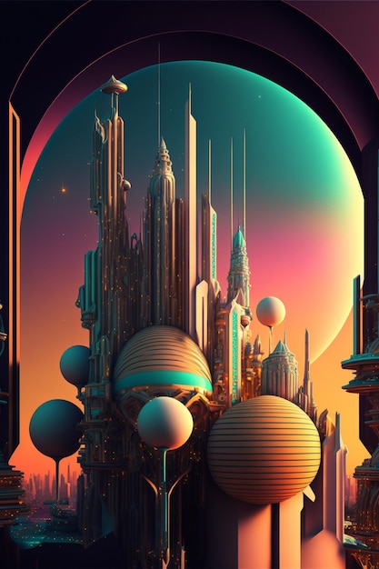 Computer generated image of a futuristic city generative ai