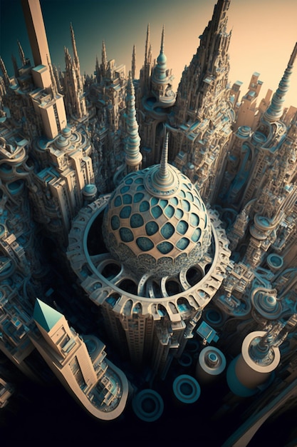 Computer generated image of a futuristic city generative ai