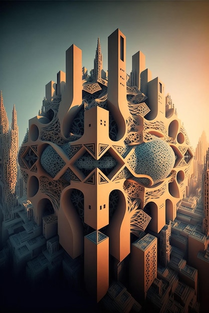 Computer generated image of a futuristic city generative ai