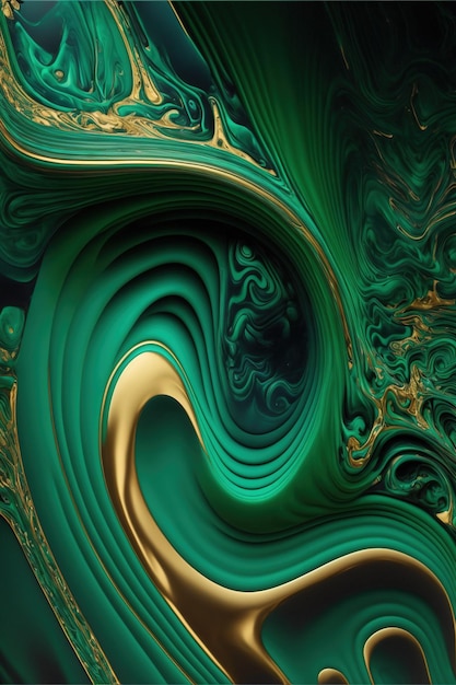 A computer generated image of a green and gold swirl generative AI