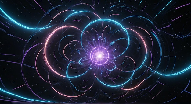 a computer generated image of a spiral with a blue circle and a pink circle in the middle