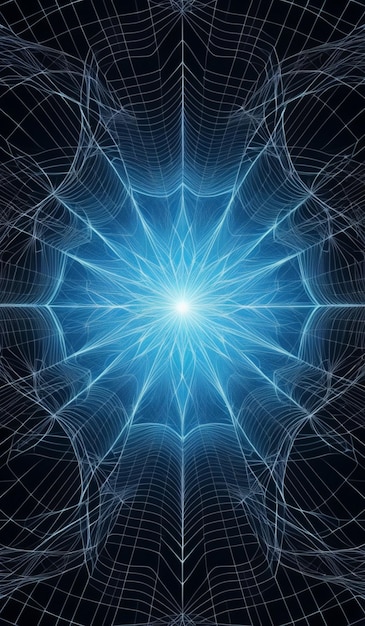 a computer generated image of a starburst with a blue background with a pattern of stars