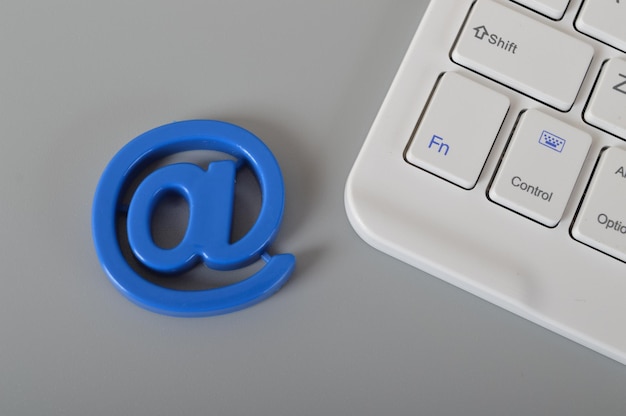 Computer keyboard and email address symbol Email marketing and internet email communication concept