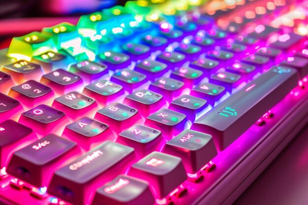 Photo computer keyboard with colorful led lights