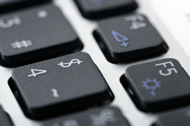 Computer laptop keywboard closeup macro