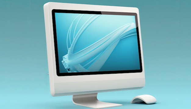 Computer mockup creative isolated on blue background