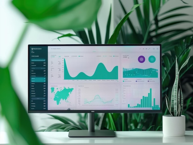 Photo a computer monitor displays a number of graphs and charts