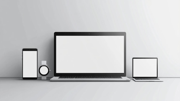 a computer monitor and a keyboard on a shelf with a white background