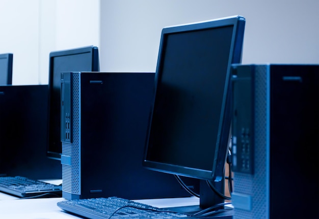 Computer and monitor row in computer class