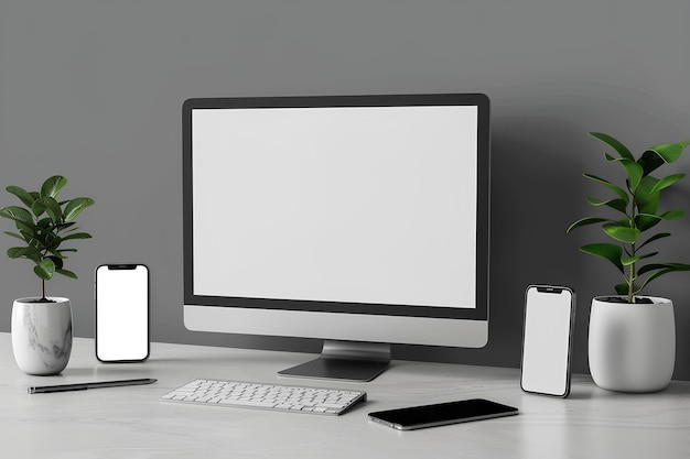 A computer monitor sitting on top of a desk