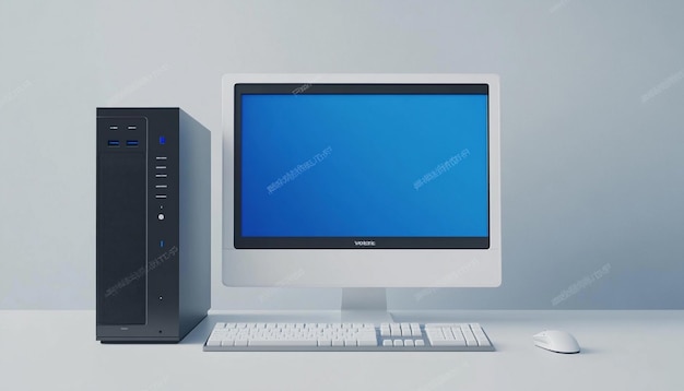 Photo a computer monitor with a blue screen that says dell on it