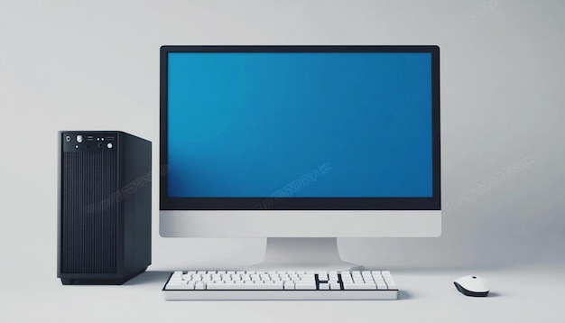 Photo a computer monitor with a blue screen that says p p