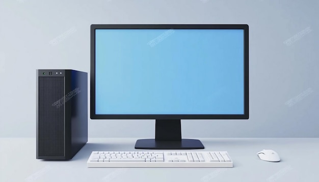 a computer monitor with a blue screen that says quot the word quot on the screen