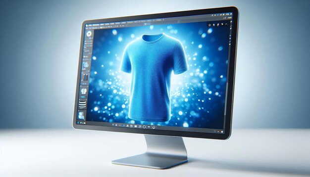 Photo a computer monitor with a blue shirt on it