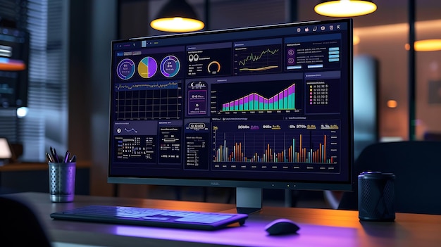 a computer monitor with a chart showing a graph