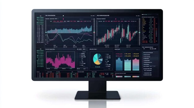 Photo a computer monitor with a graph on it that says graph