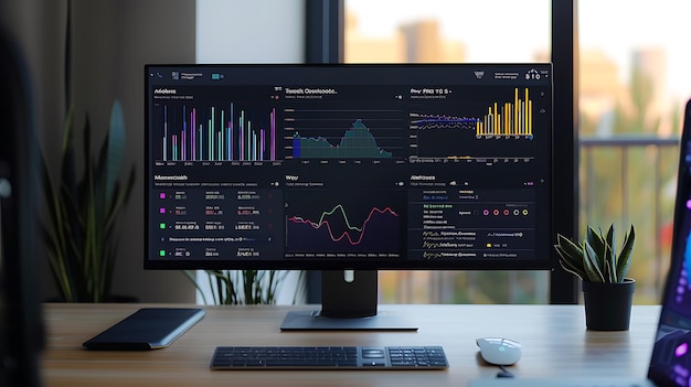 a computer monitor with a graph on the screen