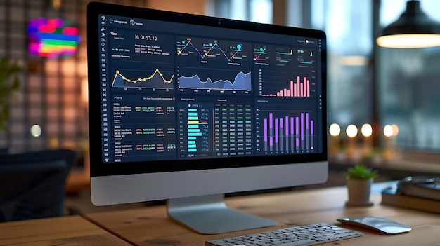 a computer monitor with a graph on the screen