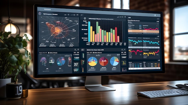 a computer monitor with a graph on the screen