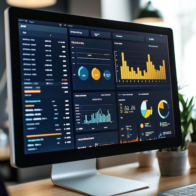 Photo a computer monitor with a graph on the screen