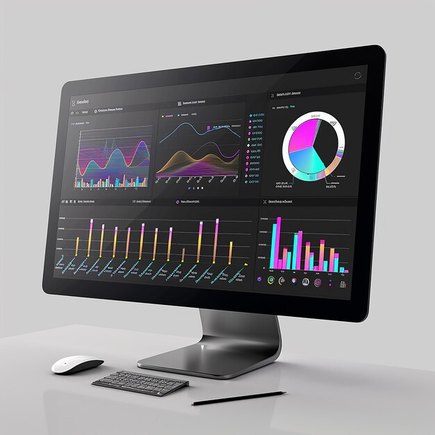 Photo a computer monitor with a graph on the screen