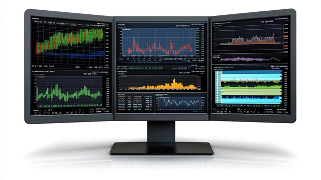 Photo a computer monitor with a graph on the screen