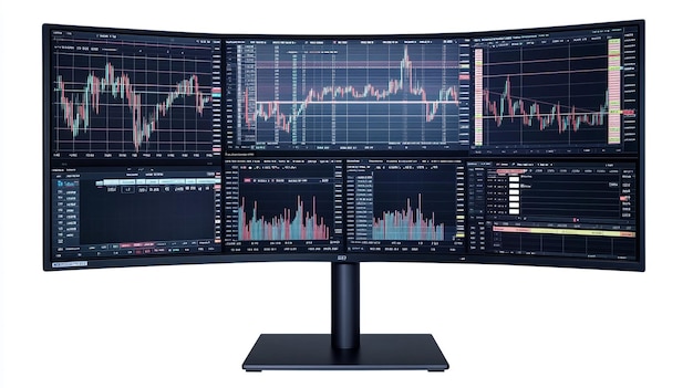 Photo a computer monitor with a graph showing the time of 12 00