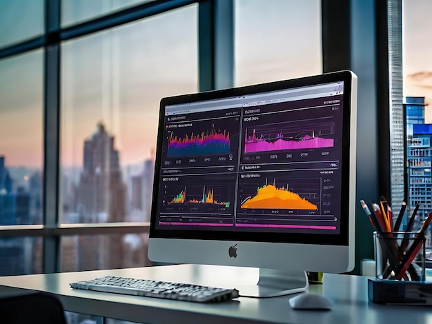 a computer monitor with a graph showing