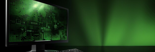 Photo a computer monitor with a green background and a picture of a green background