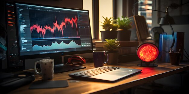 a computer monitor with a red led light on it