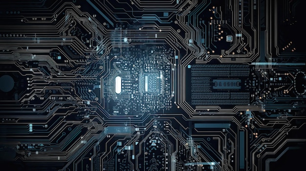 computer motherboard backdrop featuring intricate circuits and dynamic digital elements