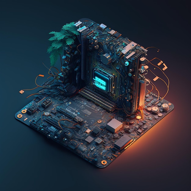 A computer motherboard with the word computer on it