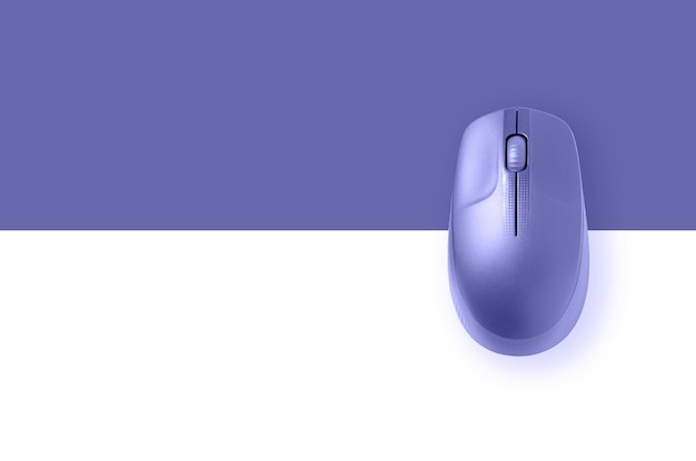 The computer mouse are purple The trending color of 2022 Copy space