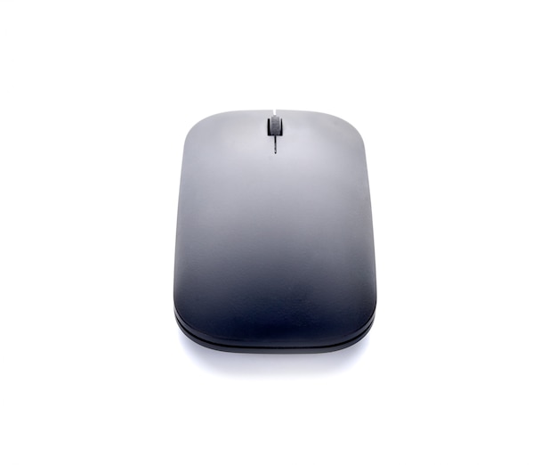 Computer mouse, wireless, black, glossy Modern Bluetooth electronic connector isolated