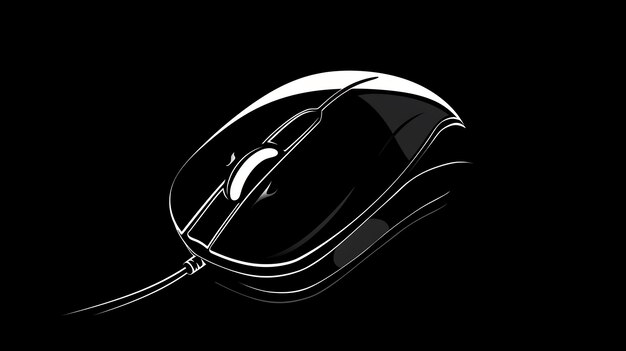 Photo a computer mouse with a wired connection is highlighted in white against a black background