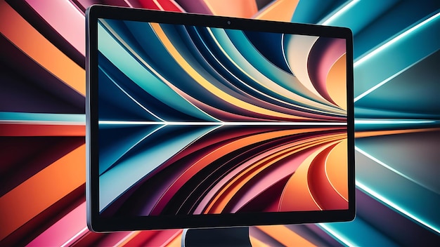 Photo a computer screen displaying a vibrant and eyecatching design perfect for adding a pop of color to any project or presentation